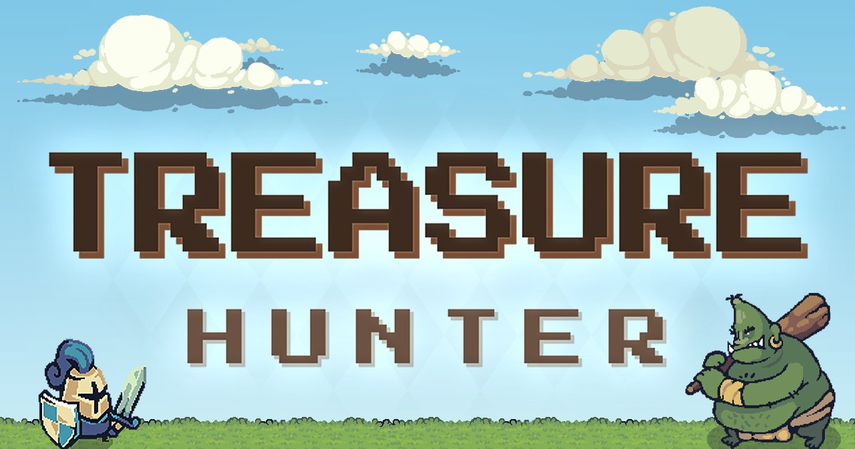 Treasure Hunter game title screen, pixel art
